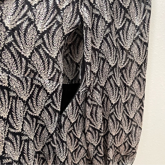 Zara Women Gray/Black Knotted Metallic Thread Mini Dress Size Large Long Sleeve - Picture 9 of 11